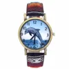 Wristwatches Dolphin Pattern Ocean Aquarium Fish Fashion Casual Men Women Canvas Cloth Strap Sport Analog Quartz Watch263b