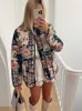 Dames Bont Faux Herfst Retro Bloemenprint Katoenen Jas Dames Single Breasted Losse Lange Mouw Jas 2023 Winter Casual Straat Dame Bovenkleding 231005