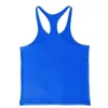 Herrtankstoppar Sommarkroppsbyggande Stringer Top Man Cotton Gym ärmlös skjorta Män Fitness Vest Singlet Sportwear Workout 187D