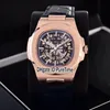 New Classic 5711 Rose Gold Blue Skeleton Big Logo Asia 2813 Automatic Mens Watch Blue Leather Strap Watches 12 Colos Puretime PB30281o