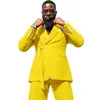 Желтые мужские костюмы, приталенный социальный пиджак, костюм для путешествий, повседневный деловой костюм для свадьбы, жениха, мужской пиджак для выпускного, брюки, мужские Blaz278x