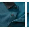 Polos para hombre Primavera y otoño Botón de jersey Parche de color sólido Hilo de rosca Camiseta de manga larga Polo Underlay Moda Tops formales 231005