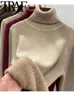 Kadın Sweaters Trafo Y2K Moda Kadınlar Sıcak Örgü Sweaters Vintage Belktleneck Kadife Temel İnce Jumper Kadın Pullover Top Kış 231005
