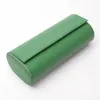 Titta på lådor Fall Portable Box Pu Leather Roll Pouch Storage Collector med Slid in Out Travel Case Organizers Green Gift247s