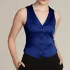 Womens Vests Fashion for Women Satin Sleeveless Jacket Vneck in Coats Singlebreasted Vest Top Classic Jackets 231005