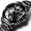 Men Watches BINGER Watch Moon Phase Luminous Male Waterproof Mechanical Wristwatches B1189-5268G