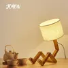 Table Lamps Modern Cloth Art Wood Desk Lamp Robot Shape Wooden Lights E27 Holder 110-240V Parlor Indoor Study Night Light2340