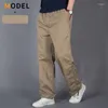 Männer Hosen Männer Cargo Baumwolle Casual Hosen Mehrere Taschen Klassische Gerade 6XL Frühling Herbst Lose Hohe Taille Elastische Männlich WAP30