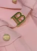 Ternos femininos blazers 2023 cor rosa botões de ouro lapela magro com blet para mulheres casual elegante senhora jaqueta topos 231005