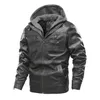 Men S Down Parkas 2023 Winter Leather Jacketウォームコートフード付き高級韓国ストリートファッション服肥厚綿シャツ231005