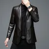 Men S Leather Faux 2023 Spring Autumn Men Jackets äkta fårskinn Solid Color Coats Blazer kostymer Slim Casual 231005