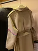 TB01女性のトレンチコート秋のファッションスリーブストライプデザインオーバーコートカジュアルシンプルなクラシック女性ロングコート