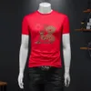 Camiseta de manga corta con estampado bordado para hombre, camisa informal ajustada con cuello redondo, tendencia de moda, 2023, 246a