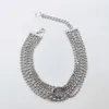2022 Collar colgante de encanto de calidad superior con diseño de gargantilla de cuentas de seis capas en color platino plateado para mujeres Regalo de joyería de boda293u