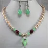 Ensemble de boucles d'oreilles et collier, vente en gros, belle perle blanche de 8MM, pendentif en pierre de jade, boucles d'oreilles goutte, bijoux Jades, vente en gros