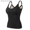 Women's Thermal Underwear Winter sleeveless thermal double-layer tank top women's U-neck slim solid color built-in chest pad large tank top underwearL231005