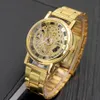 Wristwatches Luxury Men Gold Watches Fashion Creative Hollow Transparent Stainless Steel Quartz Mens Reloj Hombre318h