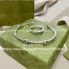 Lyxdesigner Fashion Letters Ancient Silver Par Armband Ring Birthday Wedding Engagement Gift Bangle236f