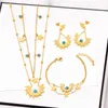 Necklace Earrings Set 316L Stainless Steel Imitation Turquoise Stars Moon Fan-shape Pendant Necklaces Bracelet Earring Fashion High Jewelry