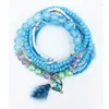 Charmarmband 7st/Set Wholesale Retail Woman 2023 Feather Crystal Rice Bead Armband för Emalj hjärtform smycken armband