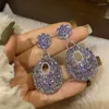 Kolczyki Dangle Design Purple Crystal Ręcznie robione wysokiej jakości oświadczenie modowe akcesoria biżuterii z noryzanty dla kobiet