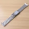 Watch Bands Curved End Watchbands 18MM 20MM 22MM 24MM Silver Stainless Steel Solid Links Straps Bracelets Safety Buckle Folding Cl212V