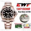 EWF GMT Root Beer A3186 Relógio Automático Masculino 12671 Rosa Ouro Cola Preto Marrom Cerâmica Moldura Mostrador Preto 904L Aço OysterSteel Bra2450