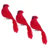 Bahçe Dekorasyonları 3 PCS Kırmızı Simülasyon Kuş Bahçesi Süsleme Heykelcik Dekor Noel Ağacı Düğün Çim Şekil Model