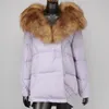 Womens Fur Faux Fashion Real Natural Collar Coat Winter Warm Women Jacka White Duck Down Luxury Outwear Female Streetwear 230928