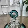 13.9-Inch Lake Blue Hookah-Style Glass Bong with Swiss Perc and 18mm Female Joint