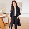 Ternos femininos outono inverno mulheres negócios trabalho blazer escritório senhoras sólido longo blazers feminino blusões jaqueta formal casaco outerwear