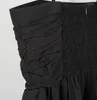 Vestidos casuales Boho Inspirado Vestido negro de mujer Detalles de fruncido Corpiño ajustado Midi Verano Algodón Sin tirantes Sexy Mujer Fiesta