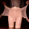 Underbyxor sexig transparent mesh boxer korta man erotiska underkläder stretch ultratunna se genom trosor bollpåse stam