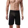 Homens sleepwear boxer homens roupa interior sexy malha sleep bottoms pijama longo perna cuecas calcinha transparente shorts boxershorts cintura baixa