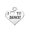 New Fashion Easy to diy 20Pcs Engraved Letter I Love To Dance Heart Charm Jewelry jewelry making fit for necklace or271D