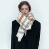 Scarves White Checker Womens Wool Scarf Women Hijab Plaid Style Autumn And Winter Cashmere Neck Girl 230928