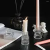 Candle Holders Nordic Mini Glass Candlestick 1/3Pcs Taper Candles Table Stand Small Tealight Holder Home Decoration
