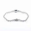 Genuíno 925 prata esterlina pulseira contas suaves pavimentar bola de cristal pulseira ajuste grânulo charme diy moda jóias212z
