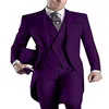 Personnaliser Design gris clair violet blanc noir bordeaux bleu Tailcoat hommes fête garçons d'honneur costume en mariage Tuxedos veste pantalon Ti2488