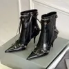 Cagole stivali di pelle di pecora fibbia della cintura decorativa cerniera laterale locomotiva sexy stivali moda a punta tacchi alti scarpe da donna di design di lussoDMH