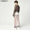 Women's Jumpsuits Barboteuses 2023 mode hommes combinaisons maille voir à travers Sexy Patchwork sans manches bretelles barboteuses poches Streetwear salopette S-5XLL231005