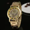 Wristwatches Luxury Men Gold Watches Fashion Creative Hollow Transparent Stainless Steel Quartz Mens Reloj Hombre318h