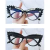 Sunglasses Frames Sexy Ladies Cat Eye Vintage Diamond Glasses Women Trendy Designer Punk Crystal Optical Myopia Frame