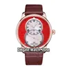 New Pierre Jaquet Droz Grande Seconde Circled J014013340 A2824 Automatic Mens Watch Red White Dial Rose Gold Case Leather Strap Wa308m