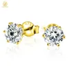 2023 White Gold/rose Gold/yellow Gold Plated 925 Silver 6.5mm Moissanite Wedding Earrings for Brides