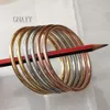 XMAS GIFTS WOMEN tri-color stainless steel silver gold rose gold mixed round smooth solid cuff bangle bracelet high quality 4mm 2 301P