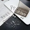 Stud Earrings 24Pcs Stainless Steel Mens Hoop Cross Dangle Set Long Chain Dangling Huggie For Men Women