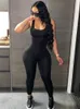 Kvinnor Jumpsuits Rompers Weird Puss Backless Fitness Jumpsuit ärmlös Skinny Stretchy BodyShaping Sportswear Workout Overalls Hot Street 2022 Outfitsl23100