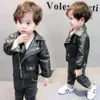 Chaquetas Chaqueta de cuero para niños, abrigos de Color sólido para niños, chaquetas de estilo informal para niños, ropa de primavera y otoño para niños 231005