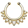 Anneaux de nez goujons 12 pièces en acier inoxydable Faux anneau de nez Septum Piercing bijoux cristal Faux Septum Piercing anneau en vrac Faux nez Piercing Lot 231005